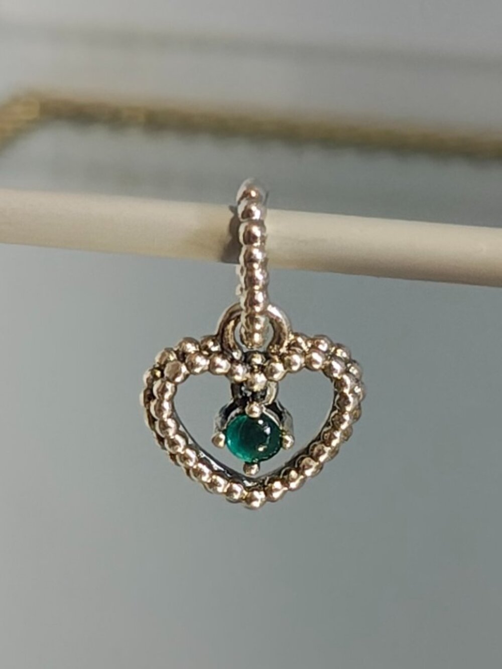 Authentic Pandora Retired May Rainforest Green Heart Dangle 798854C05